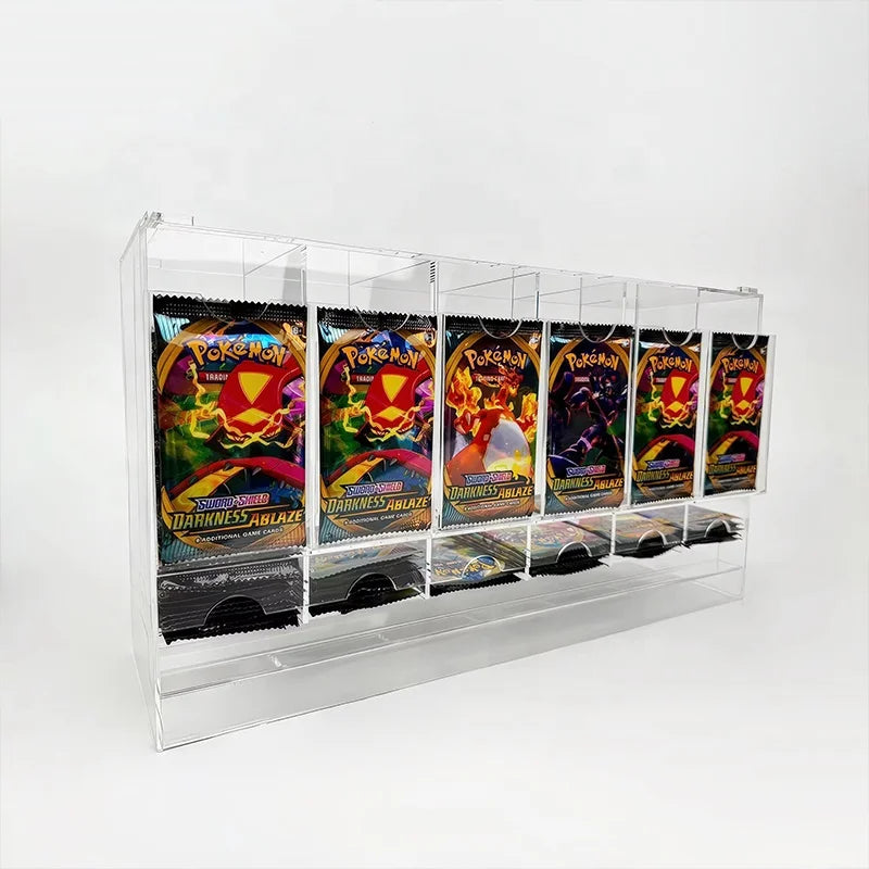 Modern Style 6 Slot Trading Game Card Booster Pack Display Case Acrylic Dispenser Box