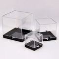 Custom Black-Bottom Clear Plastic Stone Storage Box Adjustable Height Sizes S/M/L for Loose Crystal Mineral Jewellery Display