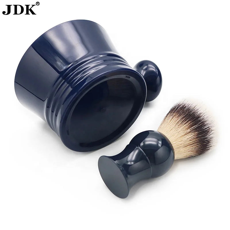 Acrylic Handle Shaving Mug for Men Barber Cleaning with Synthetic Hair Brush and Soup Bowl