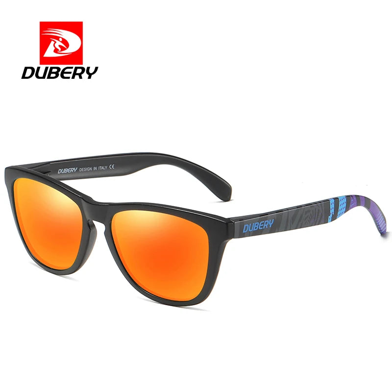 DUBERY 2026 Fashion Polycarbonate Sunglasses Rainbow with Square Shape UV400 CE Approved Blue & Transparent Frames for Men Women