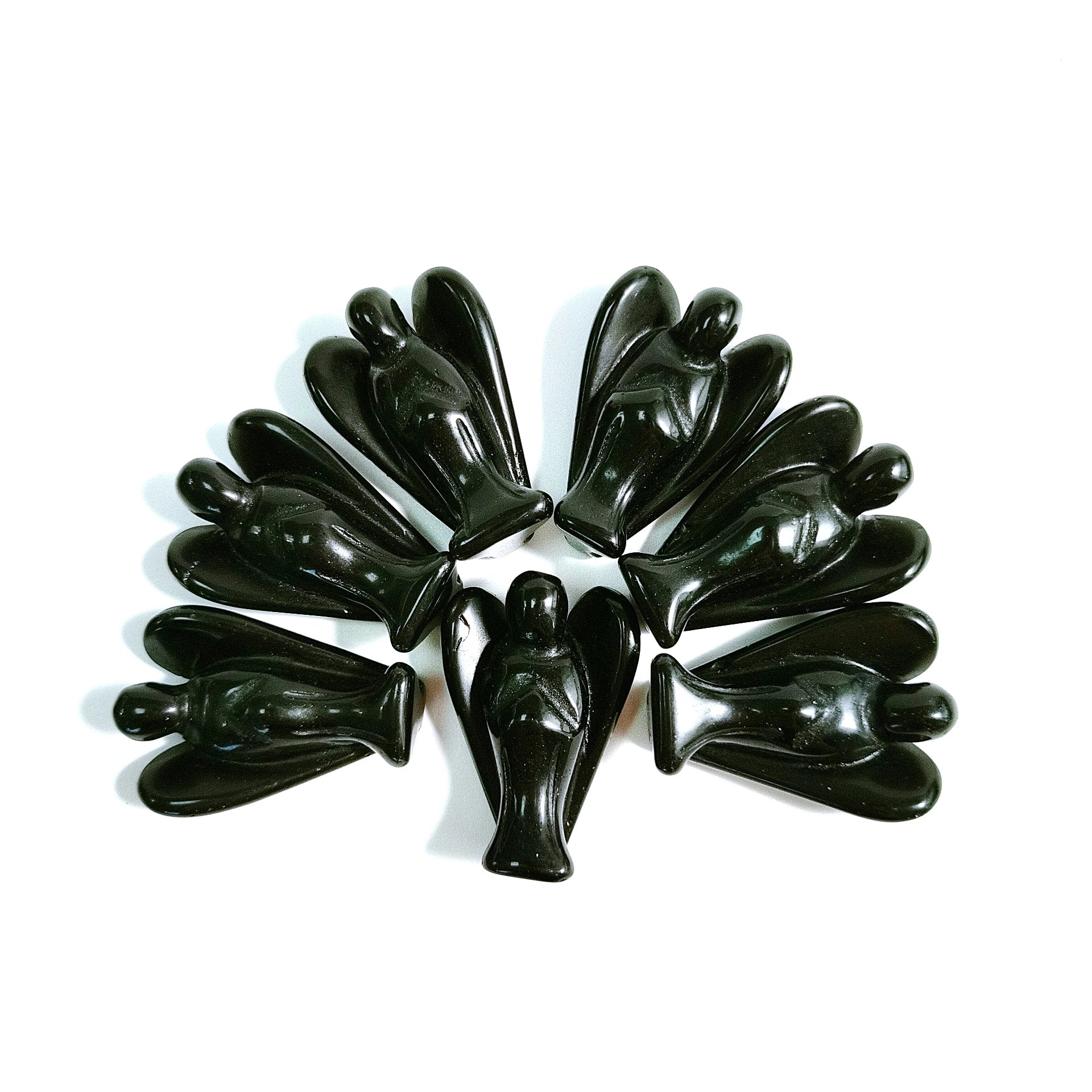 Huiying 1.5 Inch Black Obsidian Angels Statue Sculpture