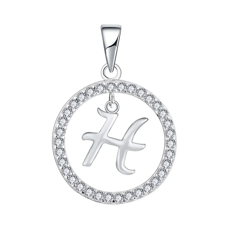 OEM Trendy Rhodium Plated Unisex Women Men 925 Sterling Silver Charm Pendants Custom Mini Zircon Diamond Alphabet Letter Pendant
