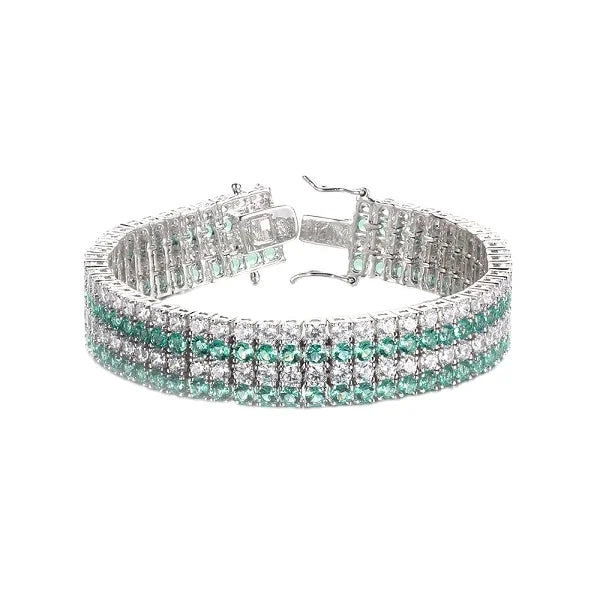 Wholesale 925 Silver Rhodium Plated Women's Charm Zircon Bangle Bracelet for Party Gift
