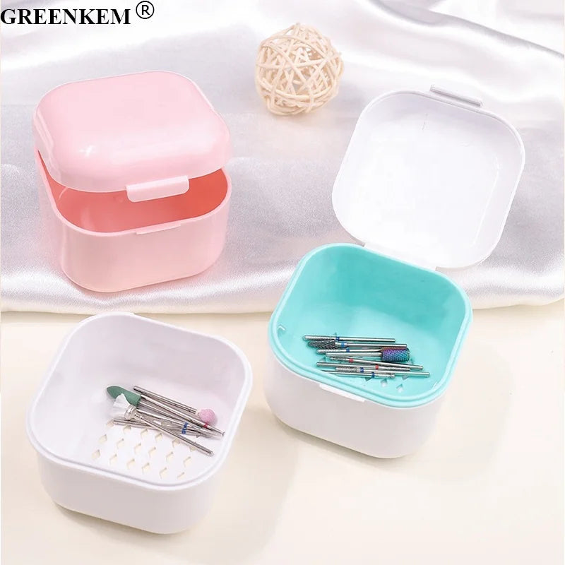 Multi Functional Nail Drill Bits Disinfection Box Nail Drill Bits Cleaning Disinfection Box Thickening Nail Tool Cleaning Box