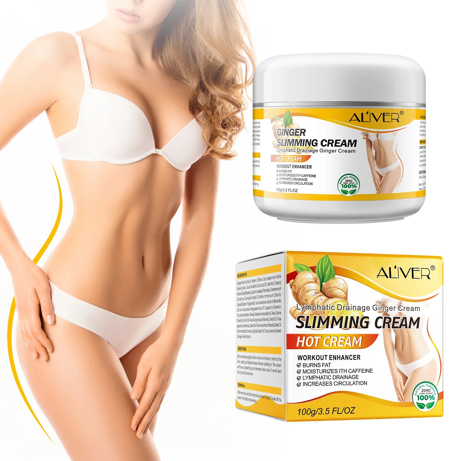 ALIVER Lymphatic Drainage Workout Enhancement 7 Days Fat Burn Ginger Slimming Cream