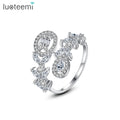 LUOTEEMI Female Wedding Adjustable White Gold Plated Flower Fashion Finger Jewelry Fancy Dainty Korean Woman Ring