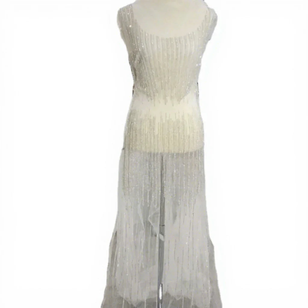 WDP-040 Rhinestone Applique Bodice Pearls Beaded Patches for Women Dresses