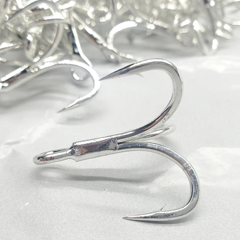 TAKEDO   6066-5X-NP Bright Tin Sea Fishing Treble Hook K 6066-5X-CB Triple Fishing Hooks 1/0 - 5/0  for Tuna Shark K