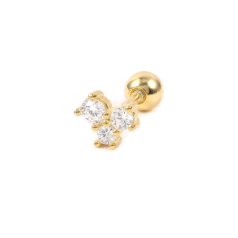 Fashion Earrings Jewelry 925 Sterling Silver Piercing Stud Earrings Small Diamond Minimalist Earrings for Women Jewelry