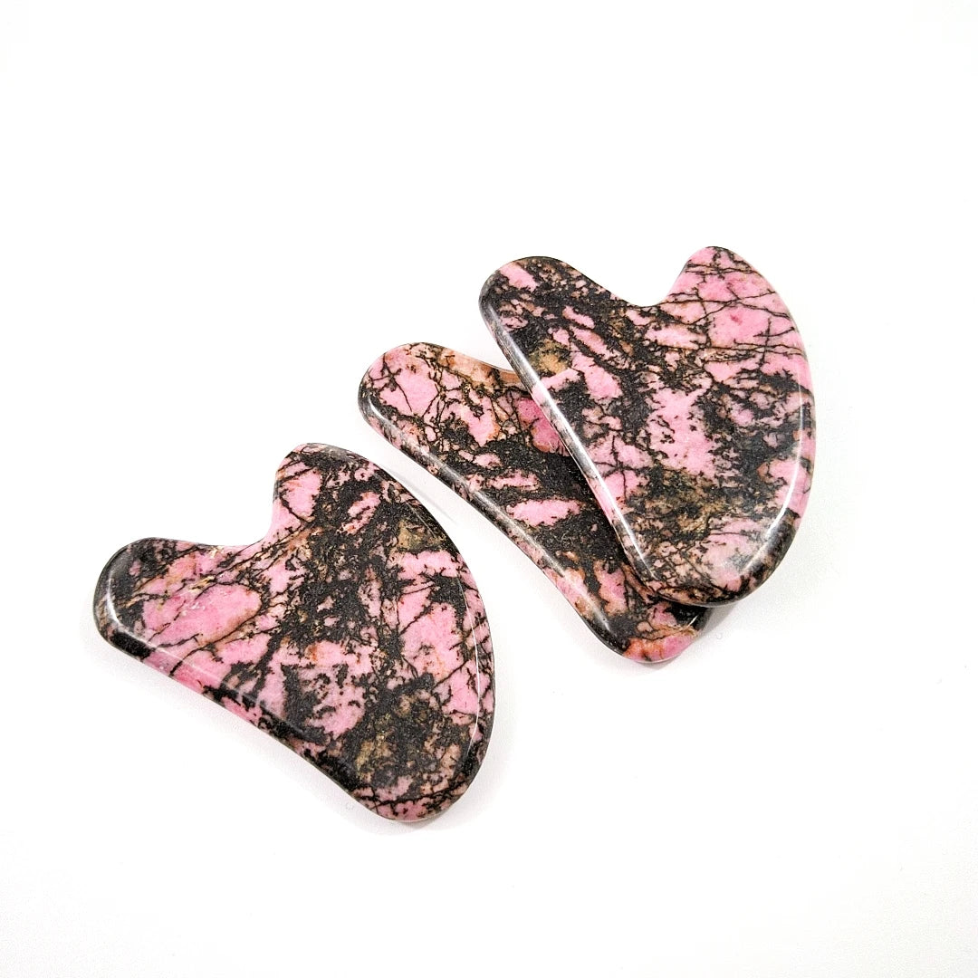Huiying Chinese Supplier Rhodonite jasper Gua Sha Board for Face Heart Guastone Gua Sha Massage Tool