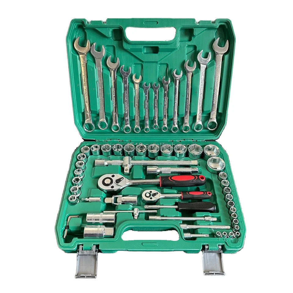 Professional 61pcs Auto Repair Tool Kit Quick Ratchet Wrench Multi-Function Set Home Industrial Use Chrome Vanadium OEM Boxed