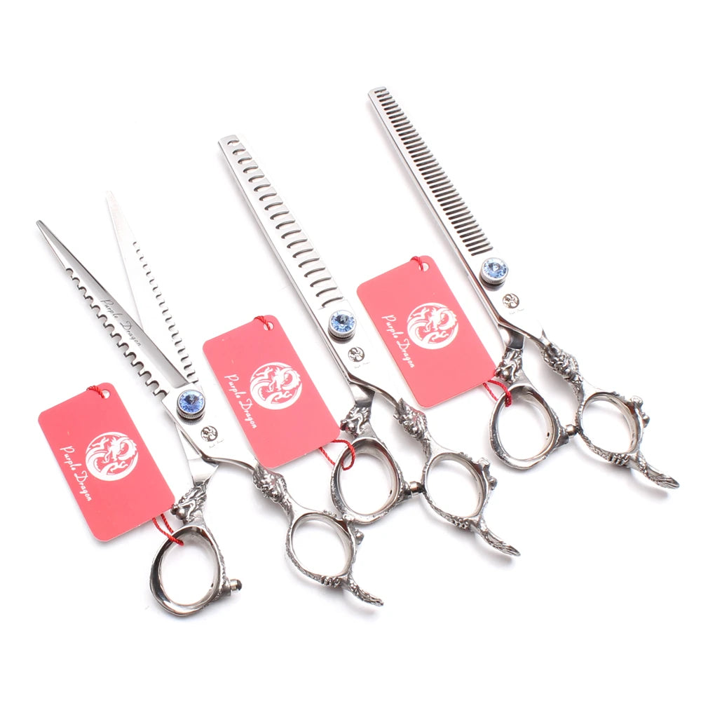 AQIABI Japanese 440C 7" Dog Grooming Stainless Steel Straight Right-Handed Scissors Sharp Tip 60-62HRC 20-30% Thinning Rate Pet