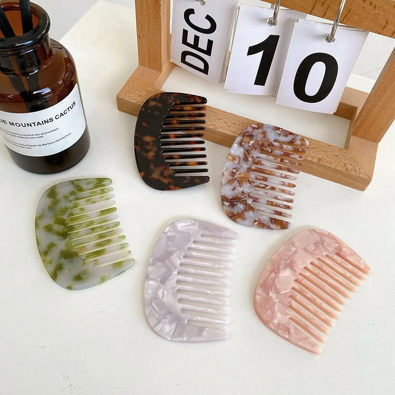 Color Commuting Small Semicircle Acetate Anti-static Detangle Marbling Hair Comb for Women