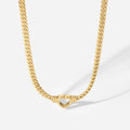Wholesale Women's Buddhism Diamond Stainless Steel 18K Gold Plated Snake Chain Heart Pendant Choker Necklace-Gift