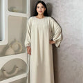 LM021 Balloon Sleeve Crepe Slip Abaya Dress Inner Bubble Sleeves Muslim Women Islamic Clothing Umrah Prayer Dress Modest