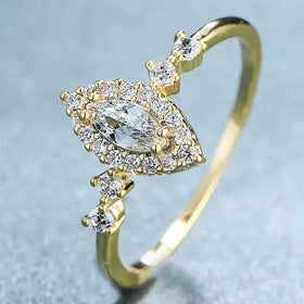 CAOSHI Gold Color Plated New Style Anillos Marquise Cut Shiny Zircon Ring Lady Girls Beautiful CZ Wedding Ring Women Bridal