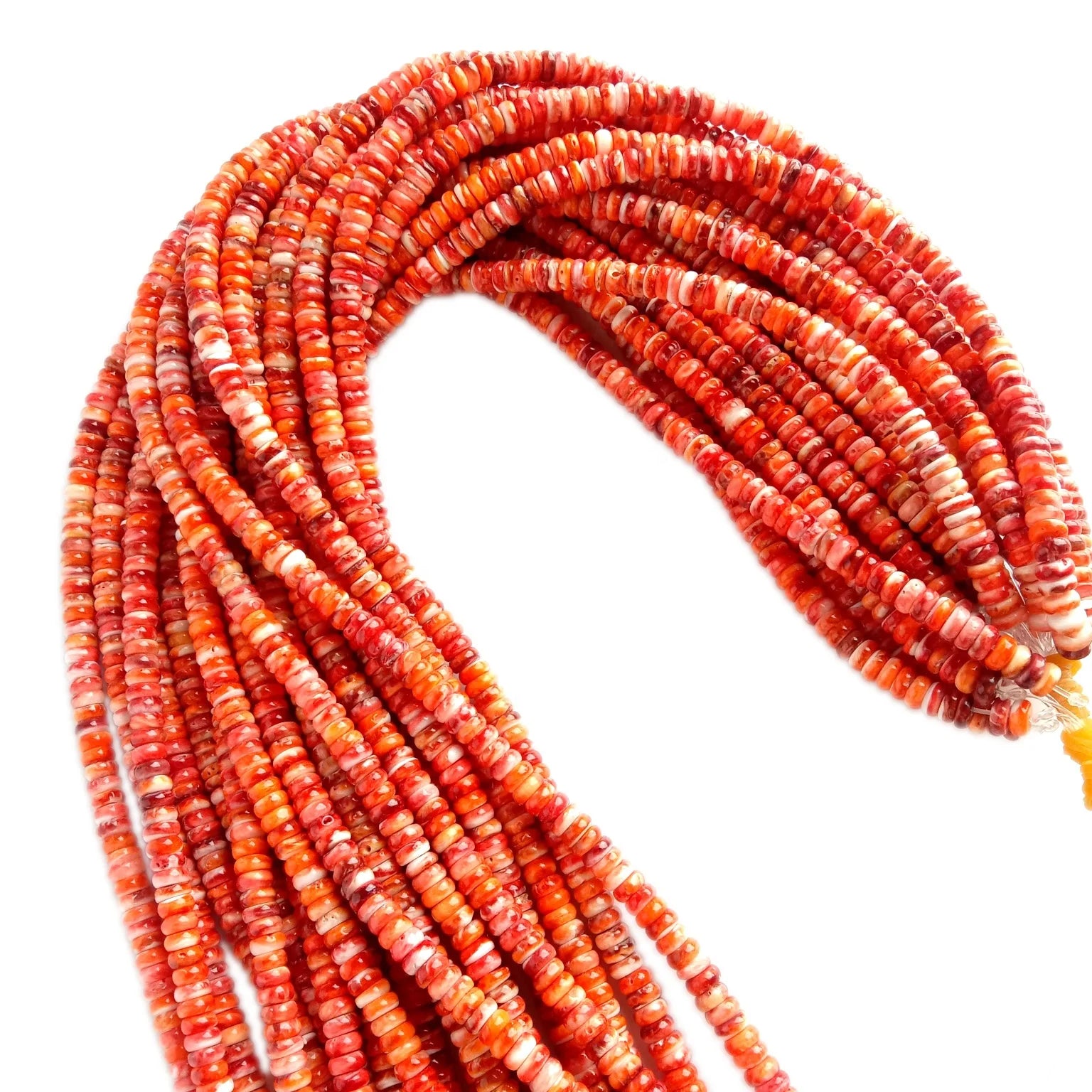 Natural Spiny Oyster Shell Bead 6mm Roundell Shape GIA Certified High Quality Orange Color
