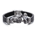 New Punk Gothic Rock Jewelry Personalized Motorcycle Skull Cowhide Titanium Steel Bracelet