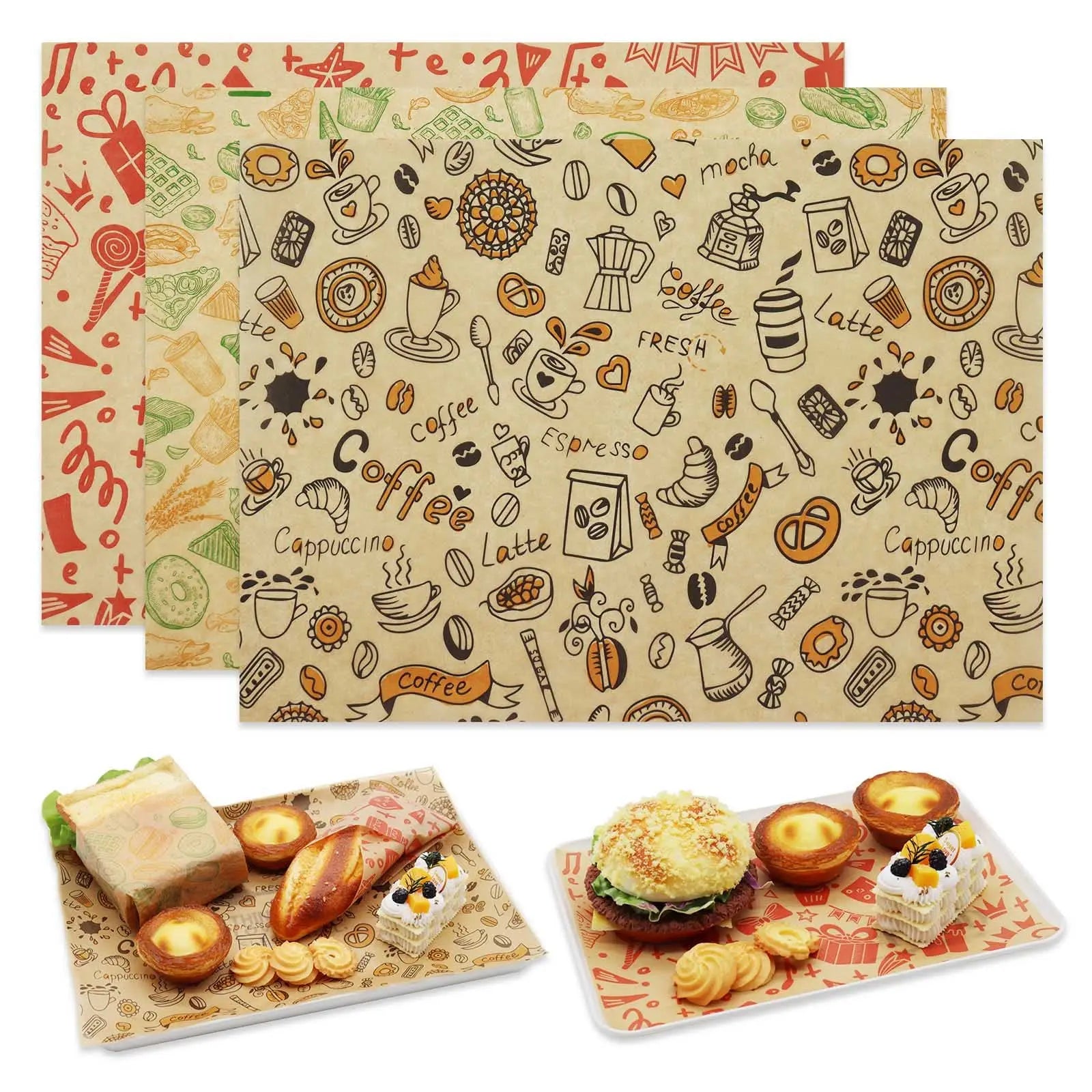Hot Sale Wholesale Custom Printed Eco Friendly Bakery French Bread Cookie Pastry Packaging Kraft Greaseproof Paper