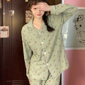 2023 Long Sleeve Nightgown Pijamas Mujer Knitted Cute Pj Set Ladies Night Suits Autumn Girls Sleepwear Women's Pajamas