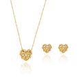 Dainty love Jewelry Stainless Steel Heart Necklace Earring Heart Jewelry Set