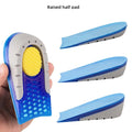 PU Material Height Increase Insoles with Internal Half Cushion Hard Rubber Support Shock Absorption Blue