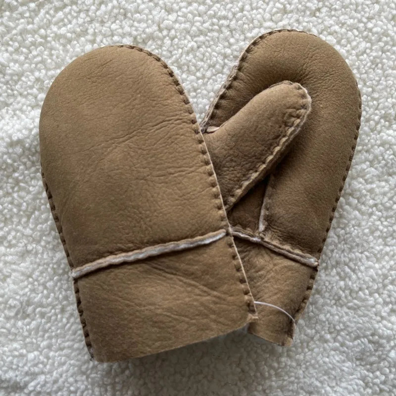 Sample Support Hot Sale Winter Warm Sheepskin Double Face Shearling Leather Glove Sheepskin Double Faced Sheepskin Gloves Mitten