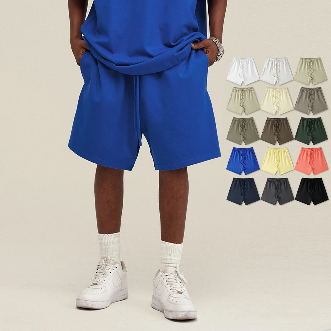 Streetwear Heavyweight Men 100% Cotton Casual Running Shorts Blank Fitness Oversized Shorts