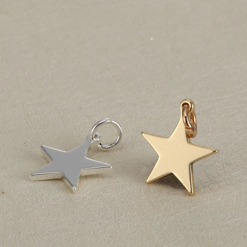 High Polished Plating Engraved Stainless Steel Blank Star Shape Pendant Charm for Jewelry Making Necklace Bracelet Earrings