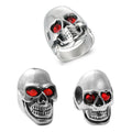 Hip Hop Jewelry Crystal Vintage Skulls Rings Stainless Steel Men Stone Skull Ring Party Gift