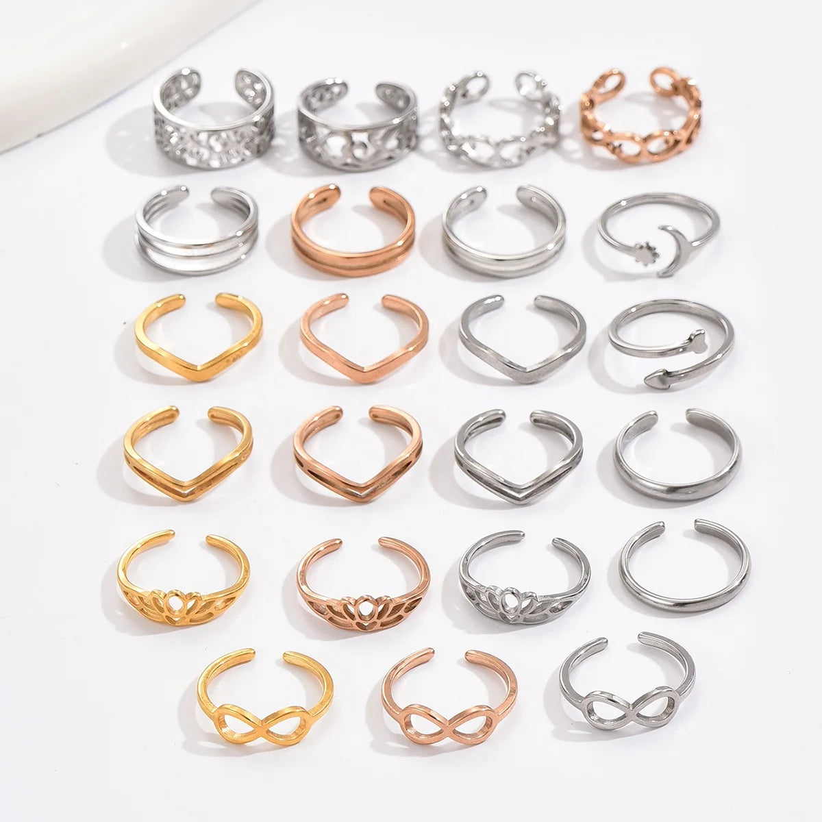 Trendy Certified 316F Surgical Stainless Steel Toe Ring Gold Plated Adjustable Unisex Jewelry for Beach Vacation