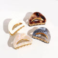 Korean Alloy Acetate Half Round Hair Claw Clip Metal Acetic Acid Hollow Shark Haarklammer Fashion Semicircle Ponytail Hairpins