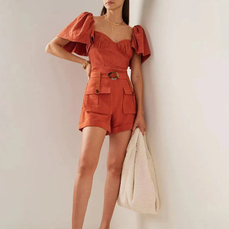 New Ladies Short Casual Pants Set Two Piece Set Cotton Casual Cargo Short and Shirt Sets Custom Cotton Shirt Shorts Suit