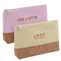 Natural Cork Canvas Cosmetic Toiletry Bag With Personalized Logo Custom Eco Cotton Cork Makeup Organizer Gift Pouch Bag