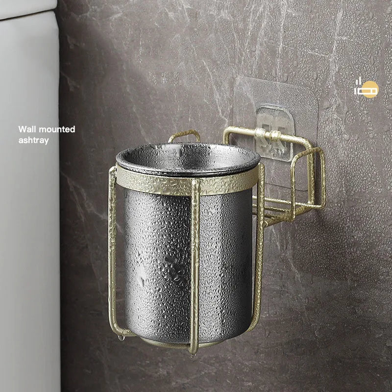 Stainless Steel Wall-mounted Ashtray Creative Bathroom Anti-fly Ash Wholesale Punch-free Multifunctional Ashtray