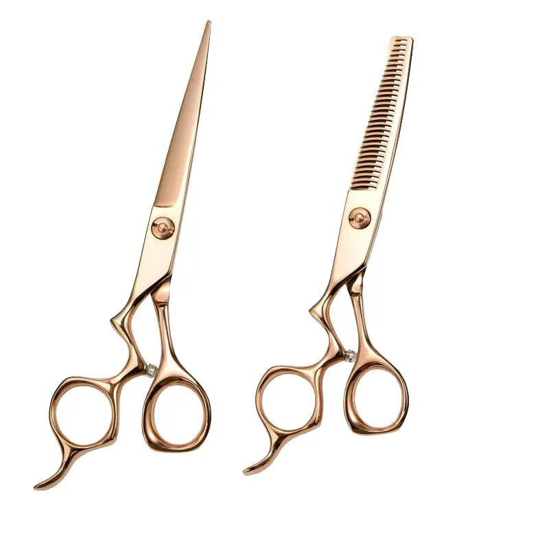 Left-hand Rose Gold Stainless Steel Sharp Blade Tip Beauty Hair Cutting Thinning Scissors Professional Hairdressing Scissors LRE