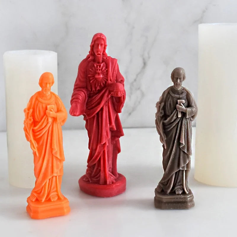 Savior Jesus Candle Mold Handmade Portrait Sculpture Silicone Mold for Soap Plaster Resin