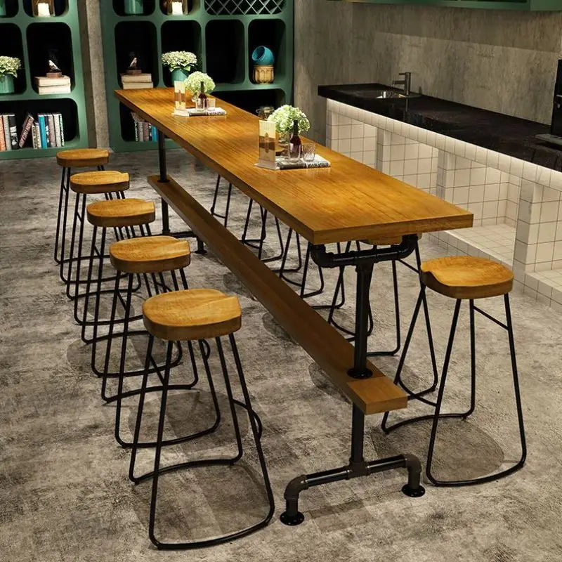 Sales Commercial Outdoor Bar Natural Shape Top Live Edge Solid Wood High bar Dining Table