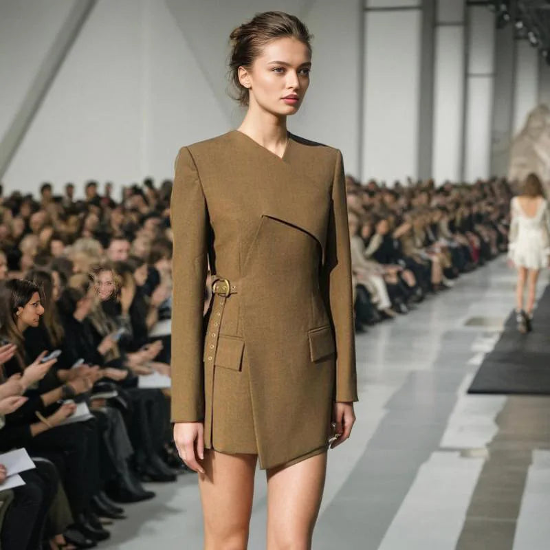 A9699  Autumn Fashion Formal Elegant Suit Dress Irregular Design Spaghetti Strap Commuter Fashion Suit Women Mini Dresses