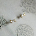 18k Gold Plated Stud Cubic Zirconia Jewelry Earrings Sterling Sulver Gold Bow Earrings