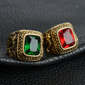 Hot New Men's Titanium Steel Geometric Fly Dragon Ring Oval Cut Zircon Stone Blue Black Green Red-Hip Hop Jewelry for Parties