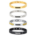 Men's Jewelry Engraved Name Bracelet 10/12/15mm Wide Pendant Stainless Steel Bar Custom Nameplate Bracelet Bangle for Hip Hop