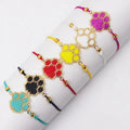 Handmade Boho Adjustable Heart-Shaped Pattern Bracelet Miyuki Seed Beads Gold Dog Paw Design Fashionable Animal Slap Bracelet