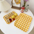 Solhui Yellow Lattice Food Platter Rectangular Melamine Dinner Serving Tray Cake Plates
