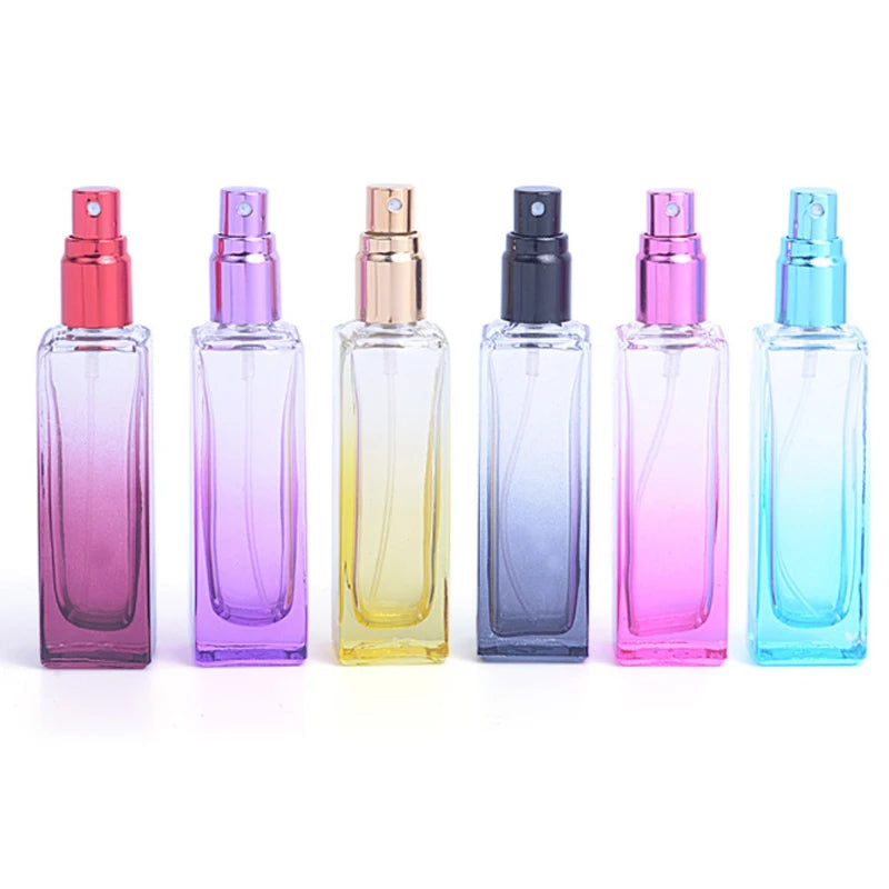 Colorful in Stock 20ml Screw Cap Screen Printing Square Clear Glass Spray Perfume Bottles for Sale
