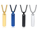 Summer New Stainless Steel Cuboid Geometric Necklace Cool Male Jewelry Can Be Engraved Simple Trend