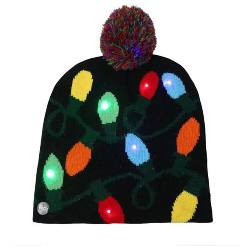 New LED Christmas Hats Knitted Beanies Hat Made of Acrylic for Xmas Party Decoration
