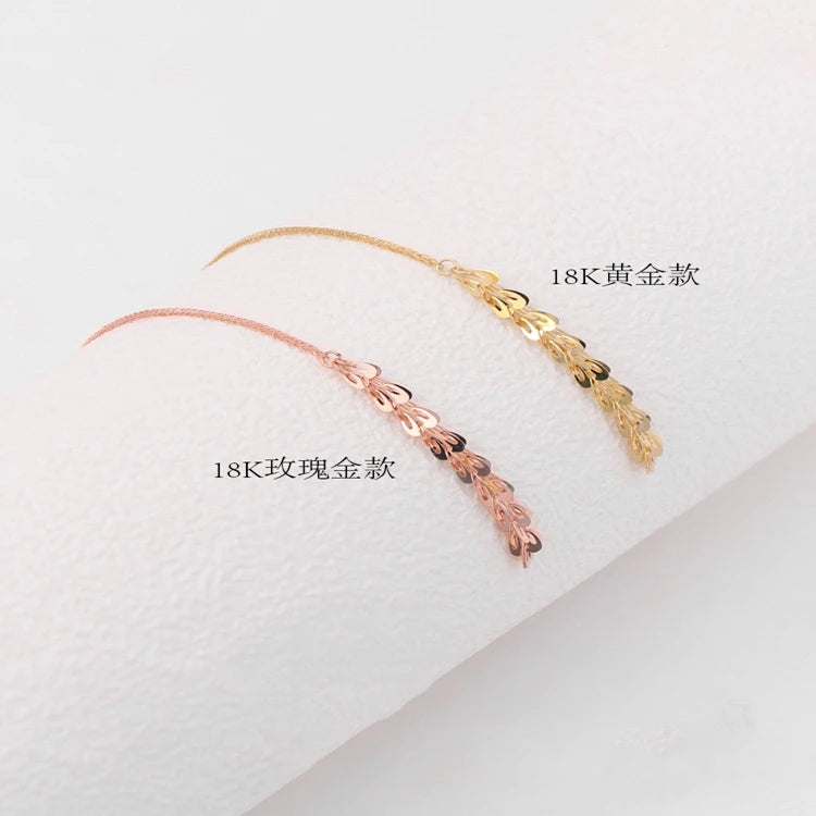 Certified 18K Gold Phoenix Tail Ear Line Au750 Color Gold Ear Sling Long Birthday One Generation Delivery