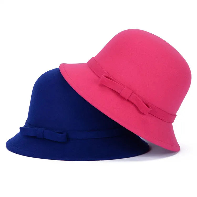 Winter Elegant Women With Bow Felt Fedora Hat MegaBDM