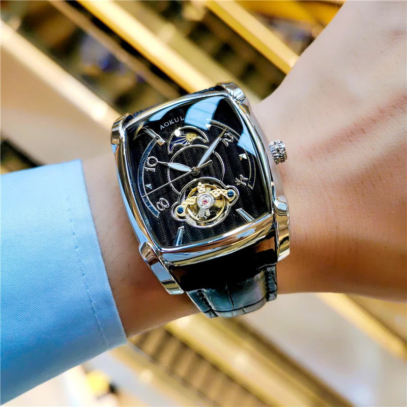 Bucket Shaped Automatic Mechanical Watch Men's Luxury Brand Fashion   Trend  Luminous Waterproof Clock 2022